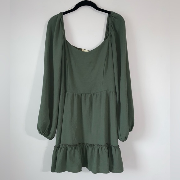 Altar’d State Green Sage Long Sleeve Mini Dress - Picture 1 of 8